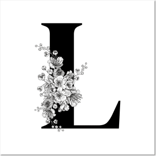 L alphabet Botanical cherry blossom sakura flowers Posters and Art